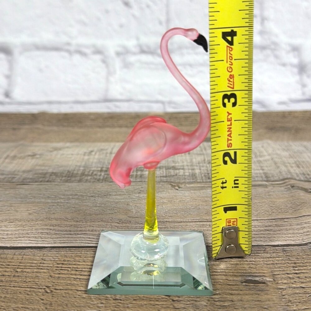 Vintage Pink Flamingo Hand Blown Frosted Art Glass Mirror Base Repair or Parts - Picture 4 of 12